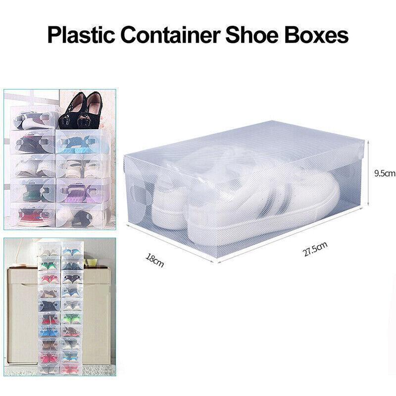 20x Clear Shoe Storage Box Foldable Stackable Plastic Shoe Boxes V528-SHOESTORAGE-20PCS-447469
