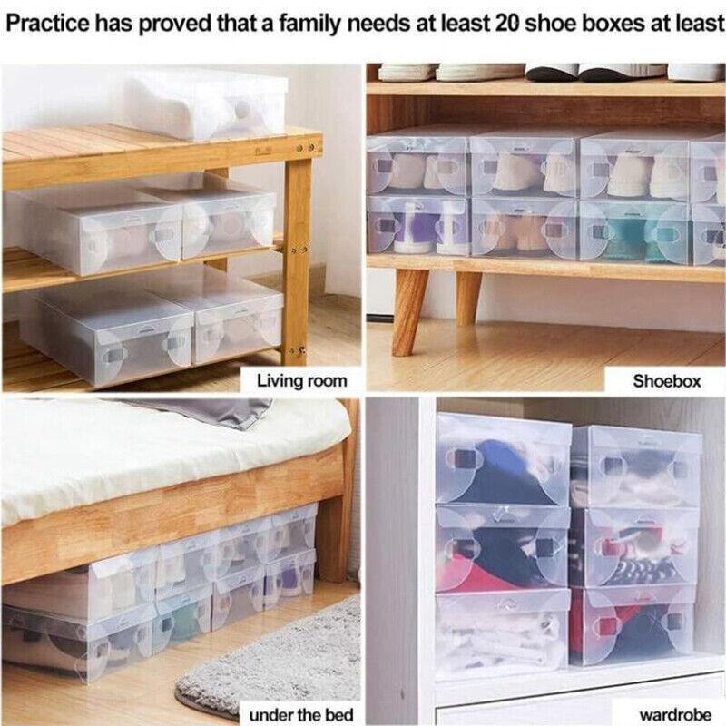 20x Clear Shoe Storage Box Foldable Stackable Plastic Shoe Boxes V528-SHOESTORAGE-20PCS-447469