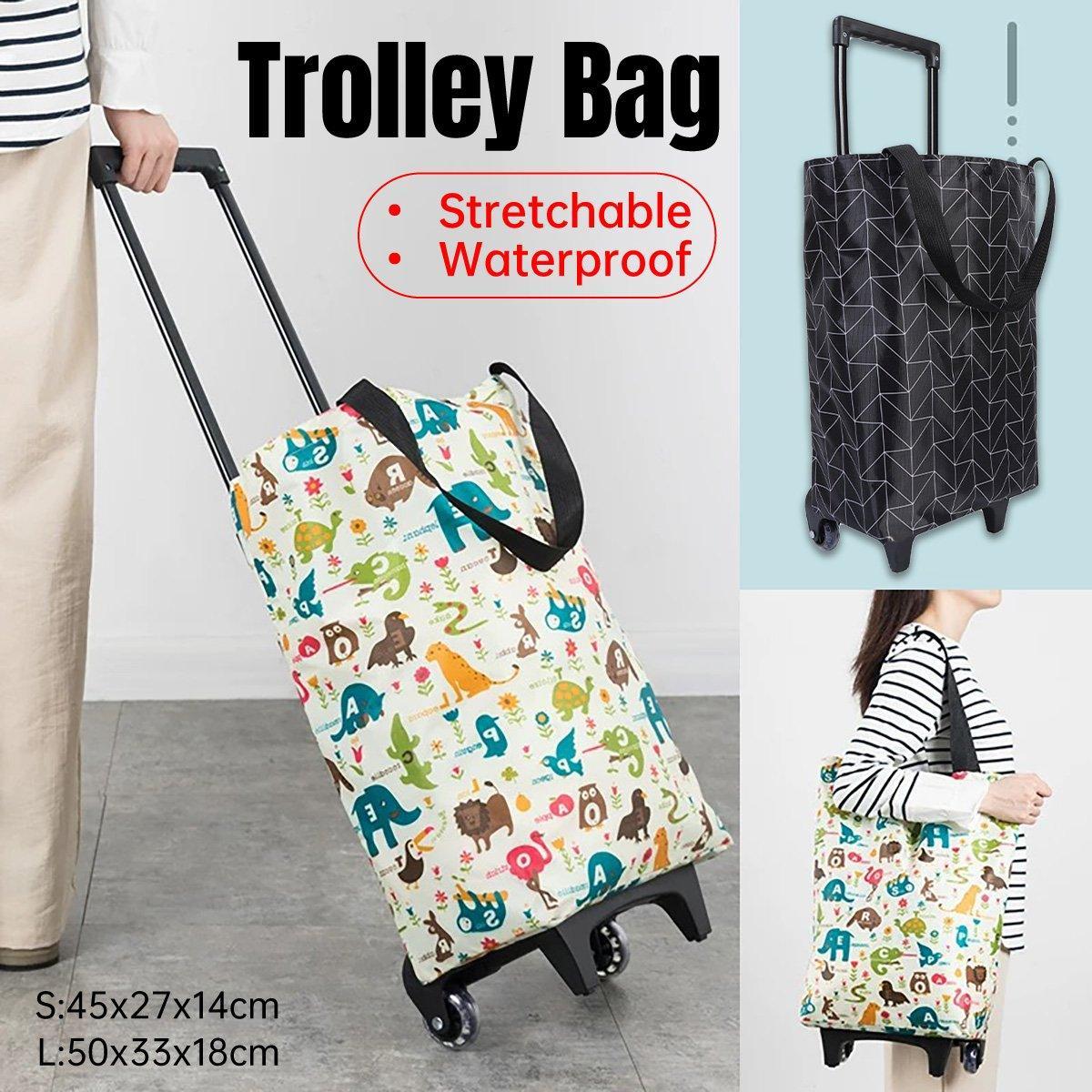 Lightweight Folding Shopping Cart Trolley with Wheels Retractable Tote Bag - White-Big V528-SHOPPING-CART-KT-BIG-228729