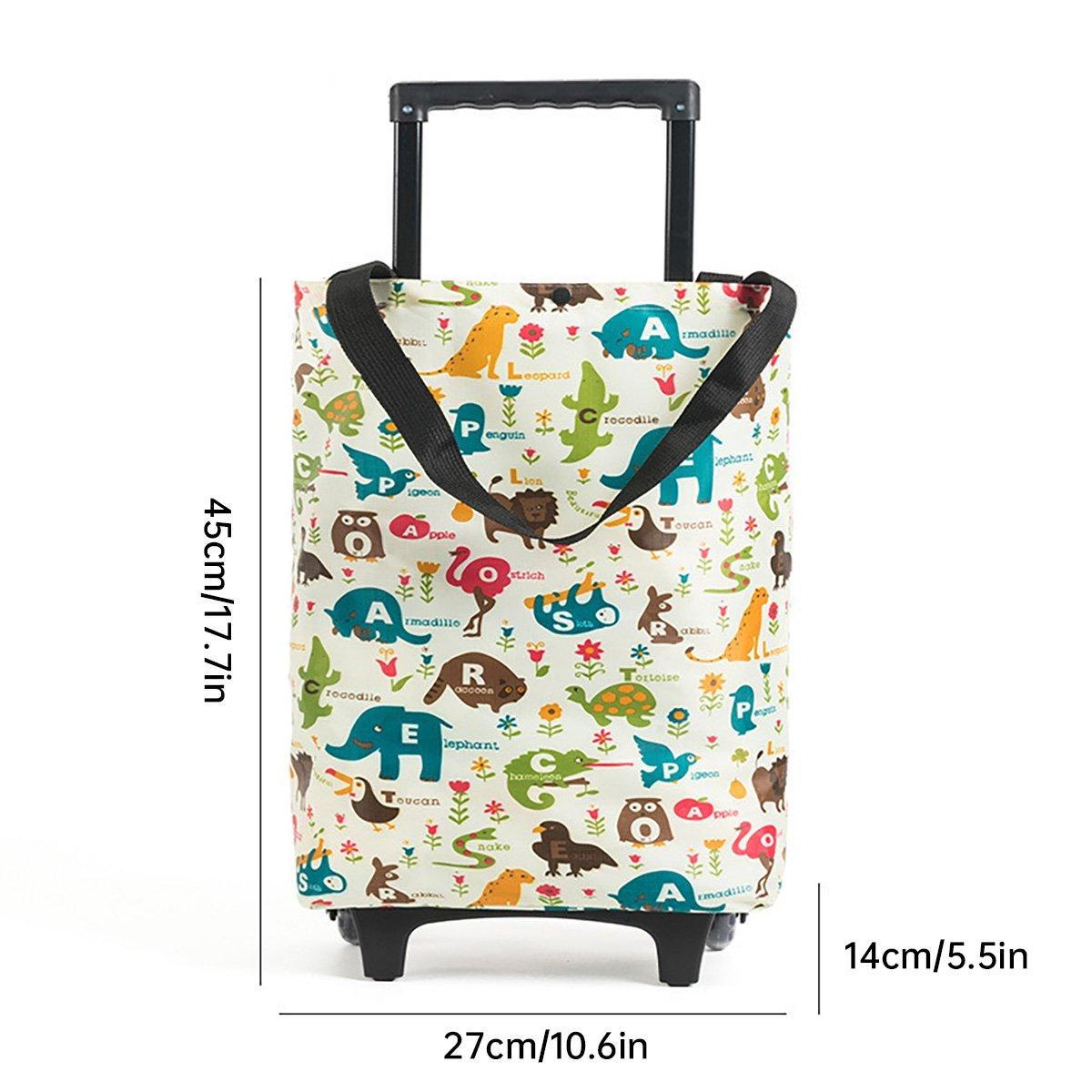 Lightweight Folding Shopping Cart Trolley with Wheels Retractable Tote Bag - White-Big V528-SHOPPING-CART-KT-BIG-228729