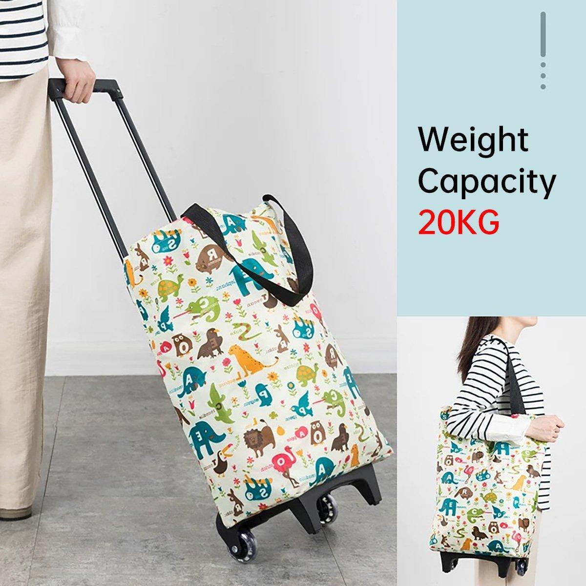 Lightweight Folding Shopping Cart Trolley with Wheels Retractable Tote Bag - White-Big V528-SHOPPING-CART-KT-BIG-228729