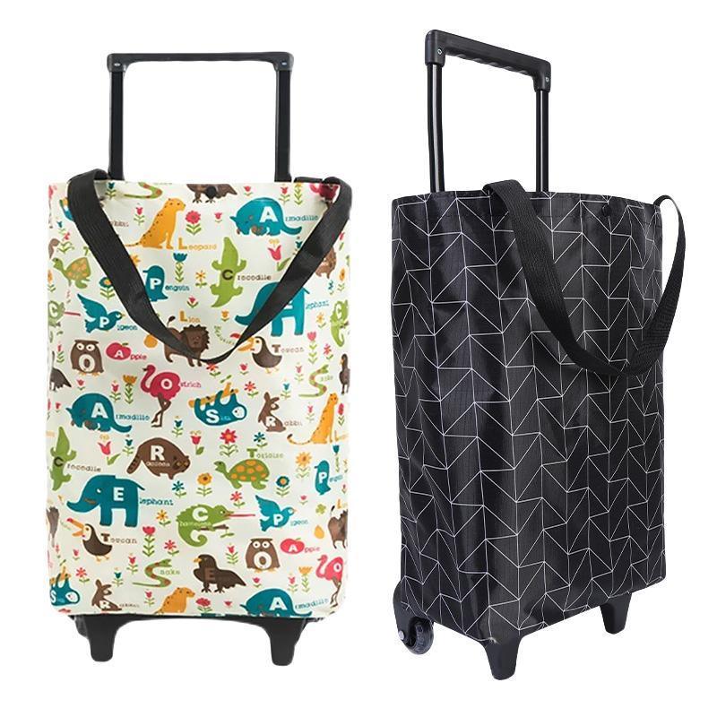 Lightweight Folding Shopping Cart Trolley with Wheels Retractable Tote Bag - White-Small V528-SHOPPING-CART-KT-SMALL-923568