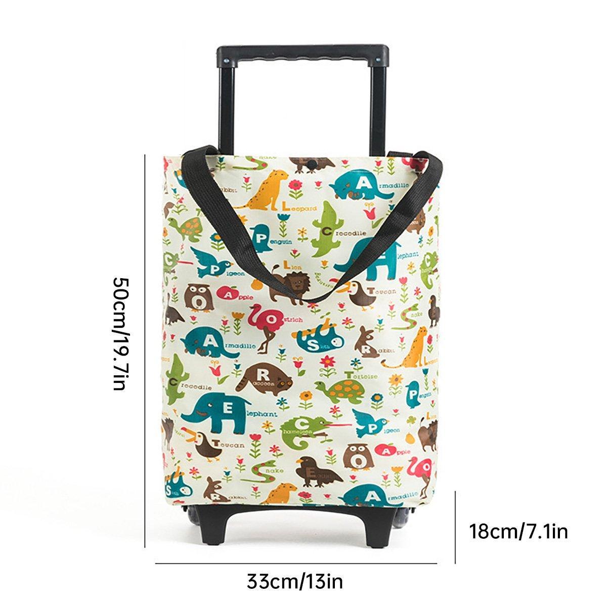 Lightweight Folding Shopping Cart Trolley with Wheels Retractable Tote Bag - White-Small V528-SHOPPING-CART-KT-SMALL-923568