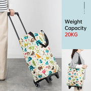 Lightweight Folding Shopping Cart Trolley with Wheels Retractable Tote Bag - White-Small V528-SHOPPING-CART-KT-SMALL-923568