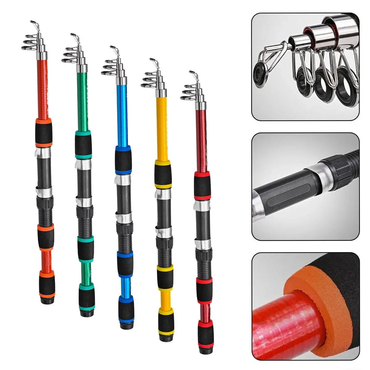 Telescopic Fishing Rod Lightweight Portable Sea Casting Rod Durable Glass Steel - Red V528-SHORT-FISH-ROD-RED-461440