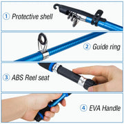 Telescopic Fishing Rod Lightweight Portable Sea Casting Rod Durable Glass Steel - Red V528-SHORT-FISH-ROD-RED-461440