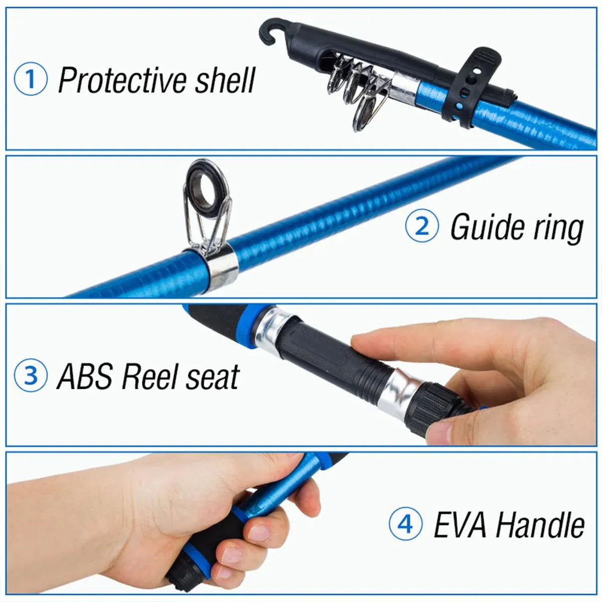 Telescopic Fishing Rod Lightweight Portable Sea Casting Rod Durable Glass Steel - Red V528-SHORT-FISH-ROD-RED-461440