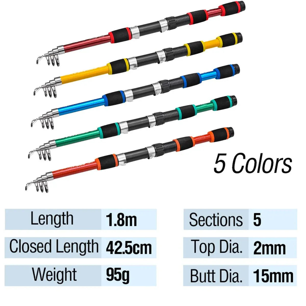Telescopic Fishing Rod Lightweight Portable Sea Casting Rod Durable Glass Steel - Red V528-SHORT-FISH-ROD-RED-461440