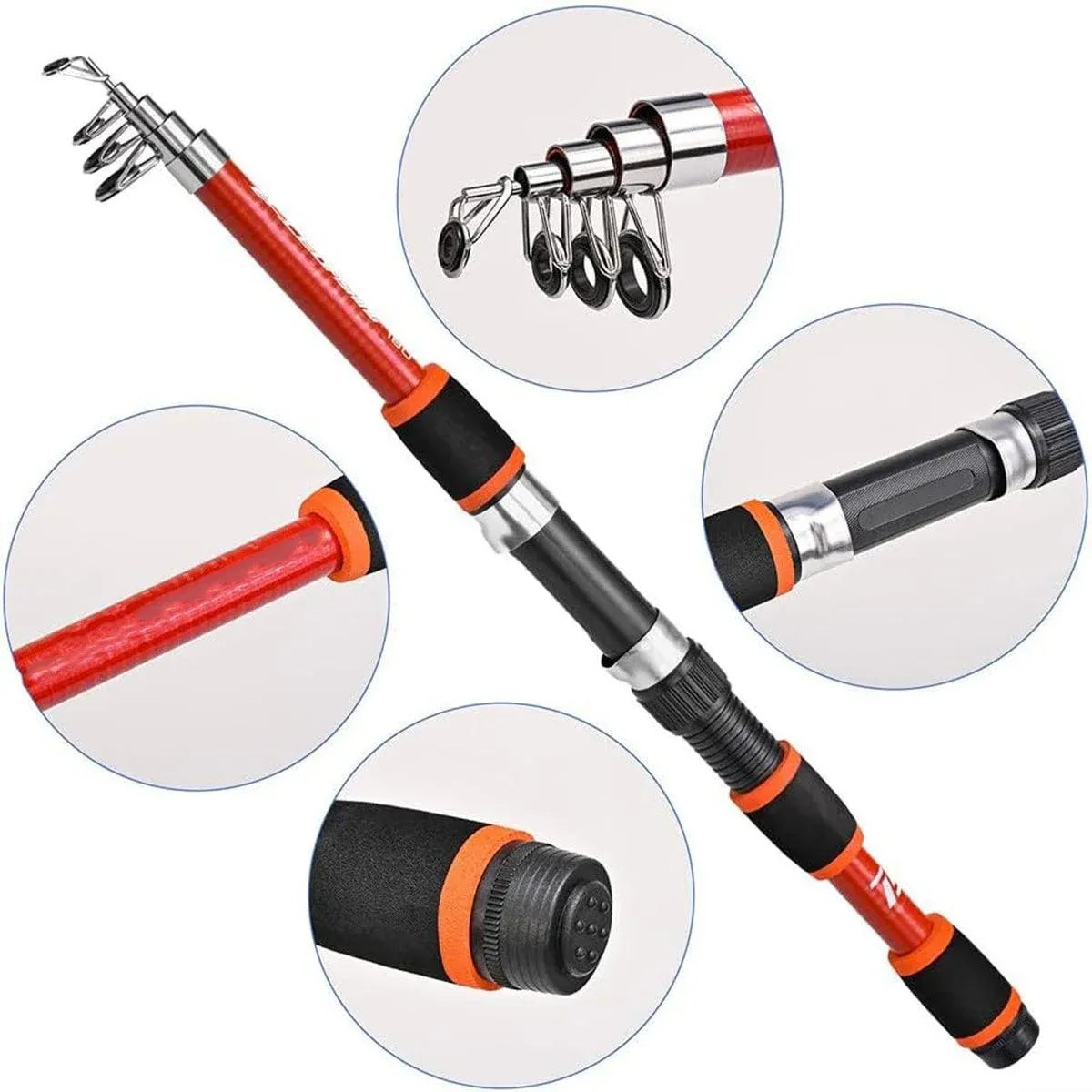 Telescopic Fishing Rod Lightweight Portable Sea Casting Rod Durable Glass Steel - Red V528-SHORT-FISH-ROD-RED-461440