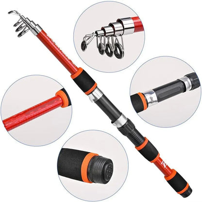 Telescopic Fishing Rod Lightweight Portable Sea Casting Rod Durable Glass Steel - Yellow V528-SHORT-FISH-ROD-YELLOW-441701