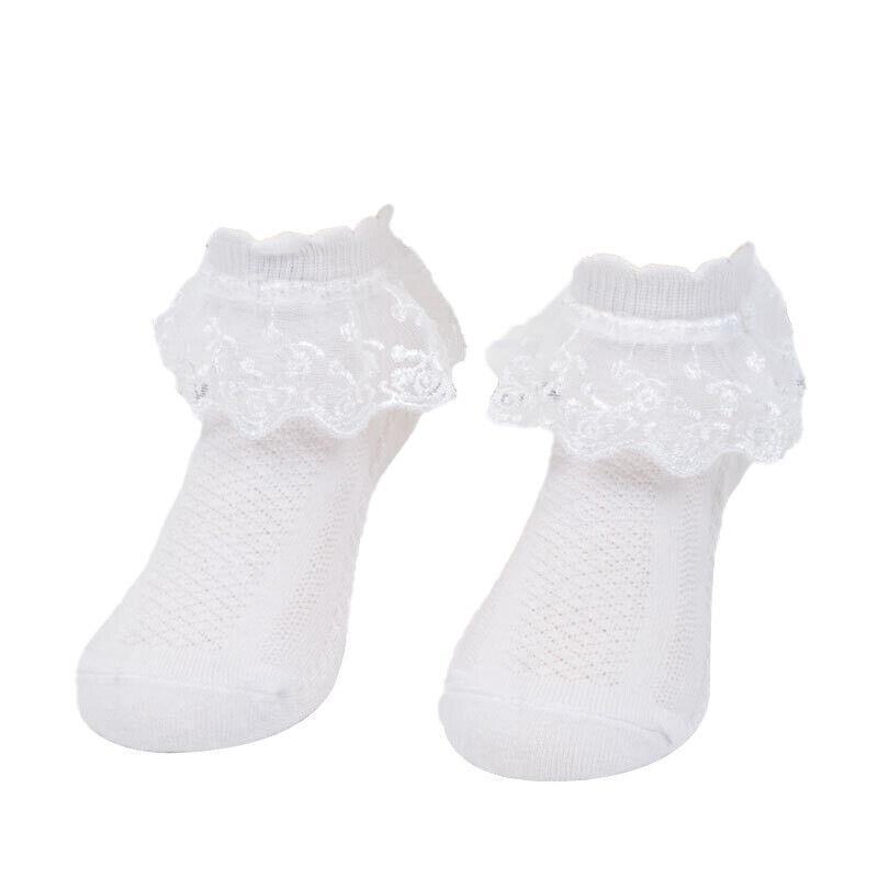 Lace Ruffle Frilly Short Socks for Girls Ankle Length M Size Fits 4-6 Years - Pink V528-SHORTSOCKS-PINK-M-448553
