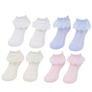Lace Ruffle Frilly Short Socks for Girls Ankle Length M Size Fits 4-6 Years - Yellow V528-SHORTSOCKS-YELLOW-M-631394