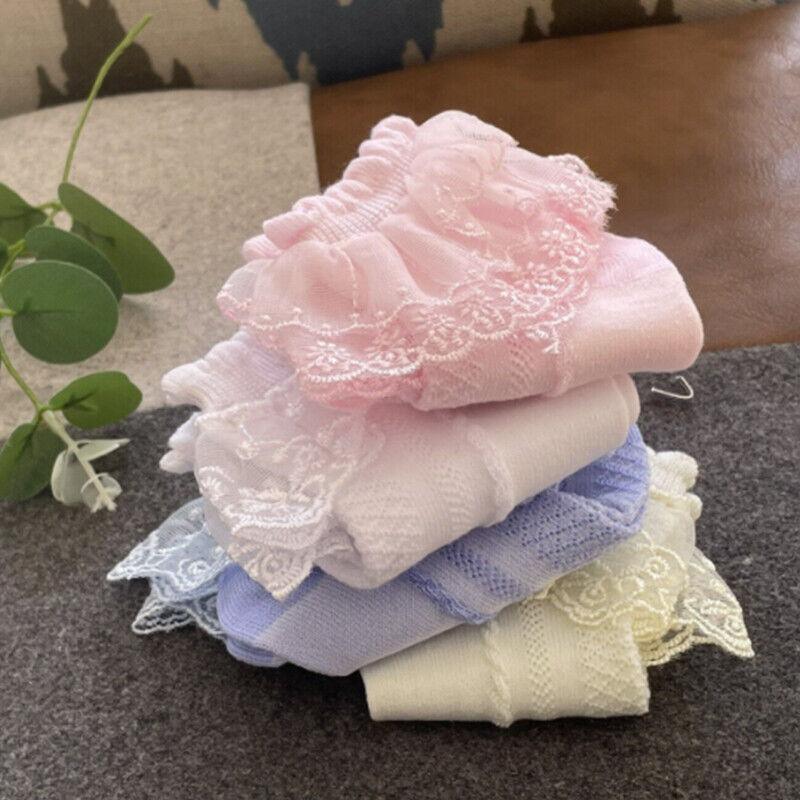 Lace Ruffle Frilly Short Socks for Girls Ankle Length M Size Fits 4-6 Years - Yellow V528-SHORTSOCKS-YELLOW-M-631394