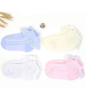 Lace Ruffle Frilly Short Socks for Girls Ankle Length M Size Fits 4-6 Years - Yellow V528-SHORTSOCKS-YELLOW-M-631394