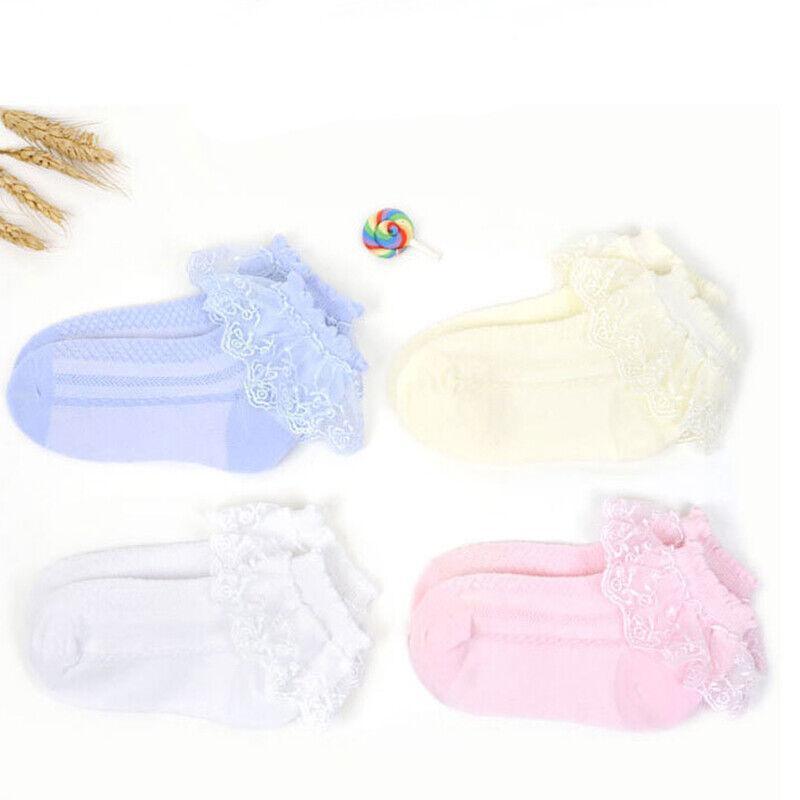 Lace Ruffle Frilly Short Socks for Girls Ankle Length M Size Fits 4-6 Years - Yellow V528-SHORTSOCKS-YELLOW-M-631394