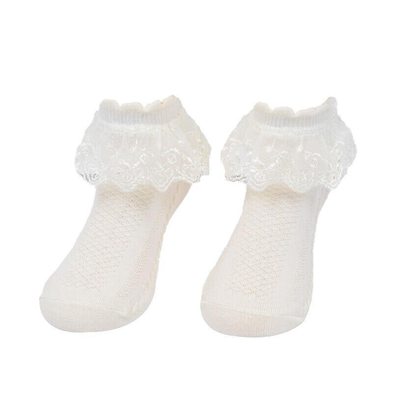 Lace Ruffle Frilly Short Socks for Girls Ankle Length M Size Fits 4-6 Years - Yellow V528-SHORTSOCKS-YELLOW-M-631394