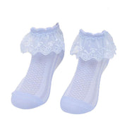 Lace Ruffle Frilly Short Socks for Girls Ankle Length M Size Fits 4-6 Years - Yellow V528-SHORTSOCKS-YELLOW-M-631394