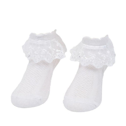 Lace Ruffle Frilly Short Socks for Girls Ankle Length M Size Fits 4-6 Years - Yellow V528-SHORTSOCKS-YELLOW-M-631394