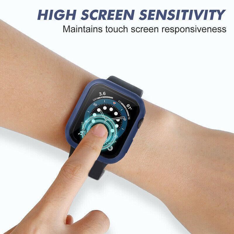 For Apple Watch iWatch Series SE 6 5 4 3 2 1 Case Full Glass Cover 40mm - Blue V528-SHOUBIAO-40MM-BLUE-986392