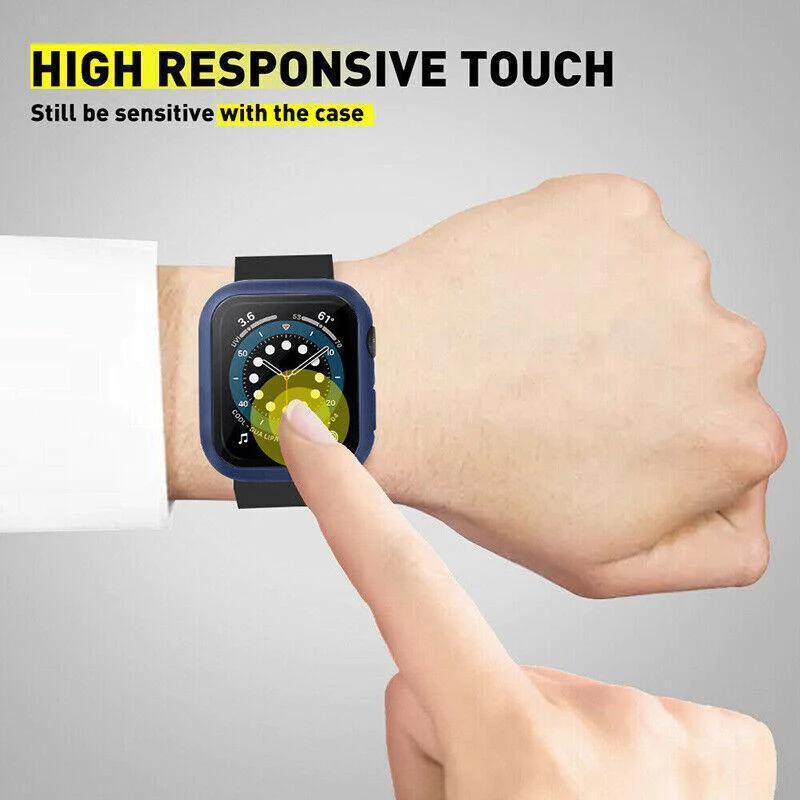 For Apple Watch iWatch Series SE 6 5 4 3 2 1 Case Full Glass Cover 40mm - Blue V528-SHOUBIAO-40MM-BLUE-986392