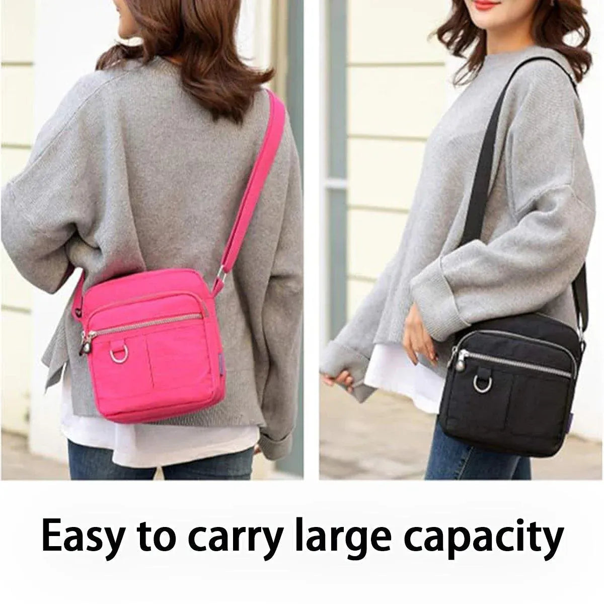 Ladies Shoulder Bag Nylon Fabric Lightweight Crossbody Small Casual Handbag - Black V528-SHOULDER-BAG-BLACK-450344