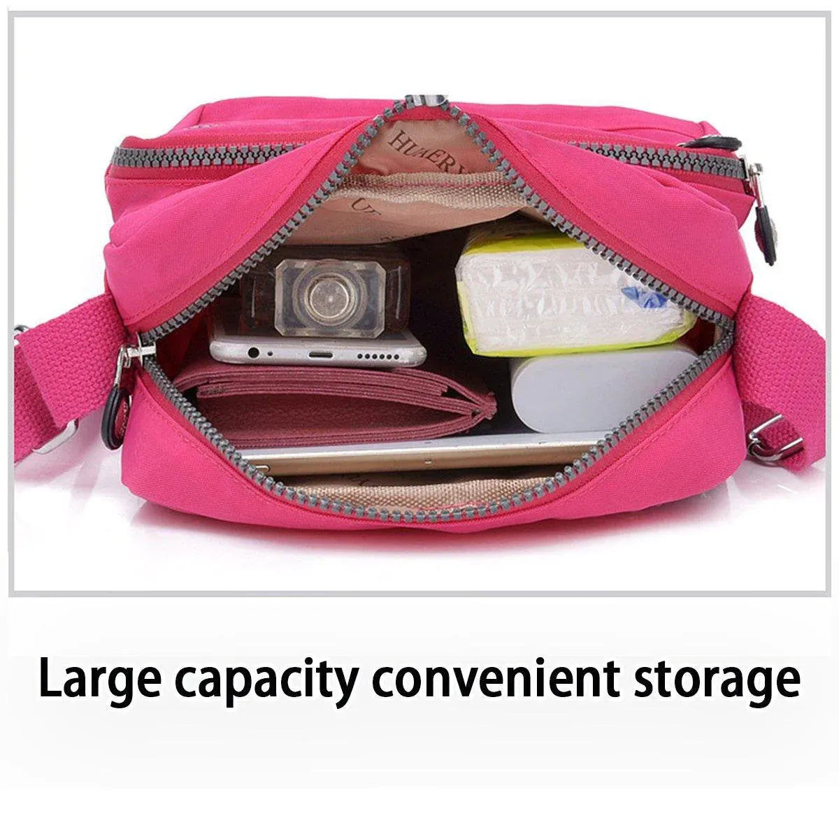 Ladies Shoulder Bag Nylon Fabric Lightweight Crossbody Small Casual Handbag - Black V528-SHOULDER-BAG-BLACK-450344
