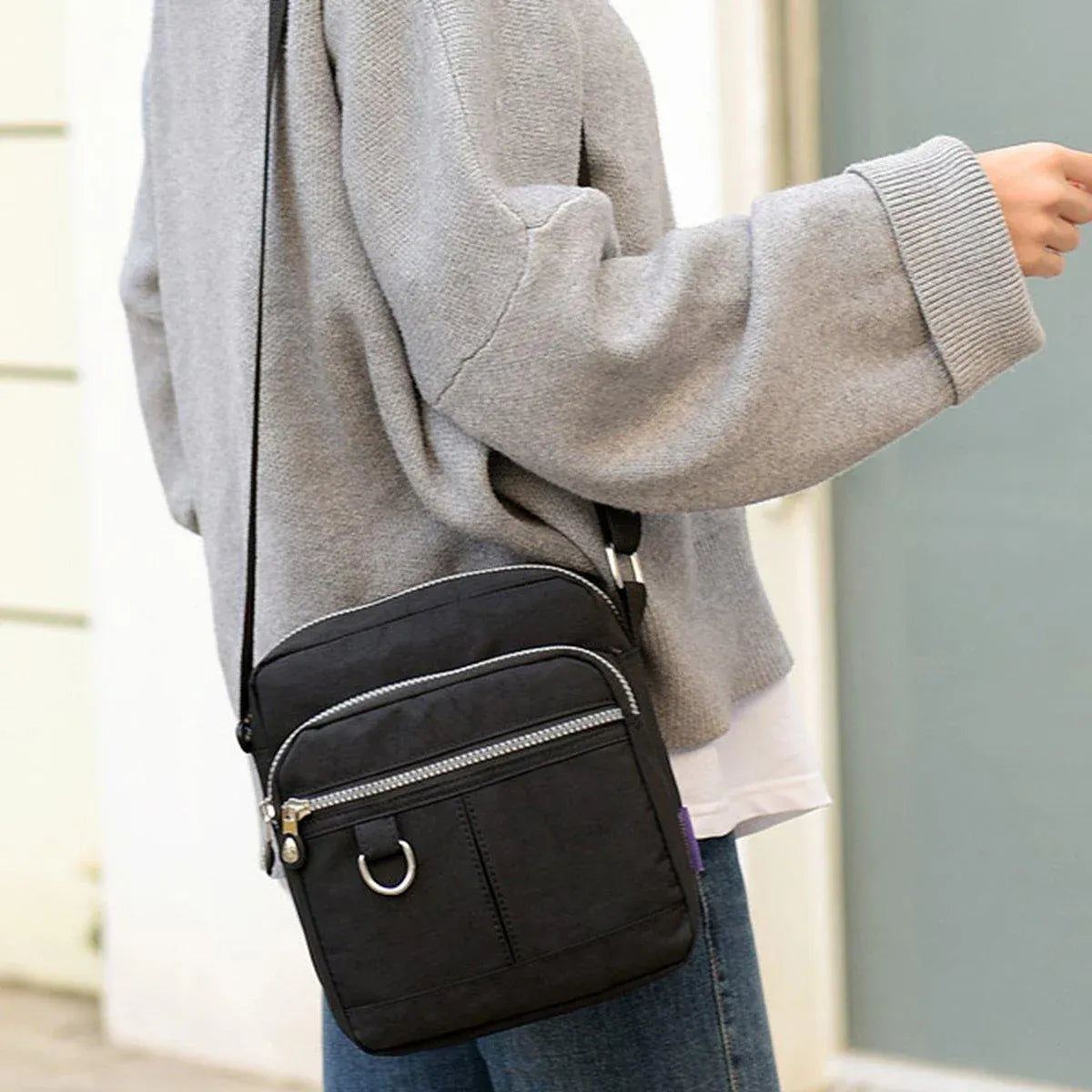 Ladies Shoulder Bag Nylon Fabric Lightweight Crossbody Small Casual Handbag - Dark Blue V528-SHOULDER-BAG-DARK-BLUE-455515