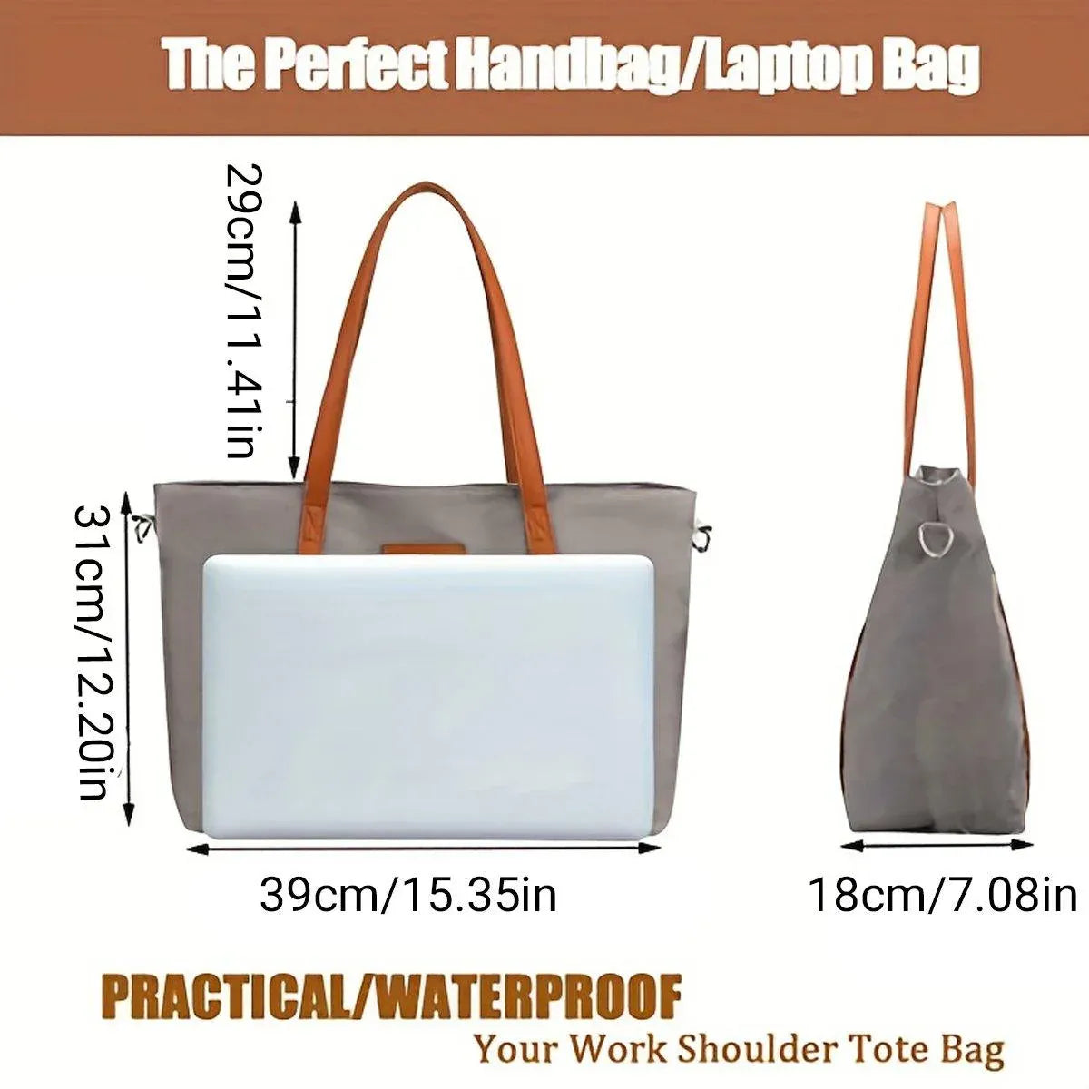 Fashion Nylon Shoulder Bag Large Capacity Tote Handbag Travel Purse for Women V528-SHOULDER-BAG-GREY-474644