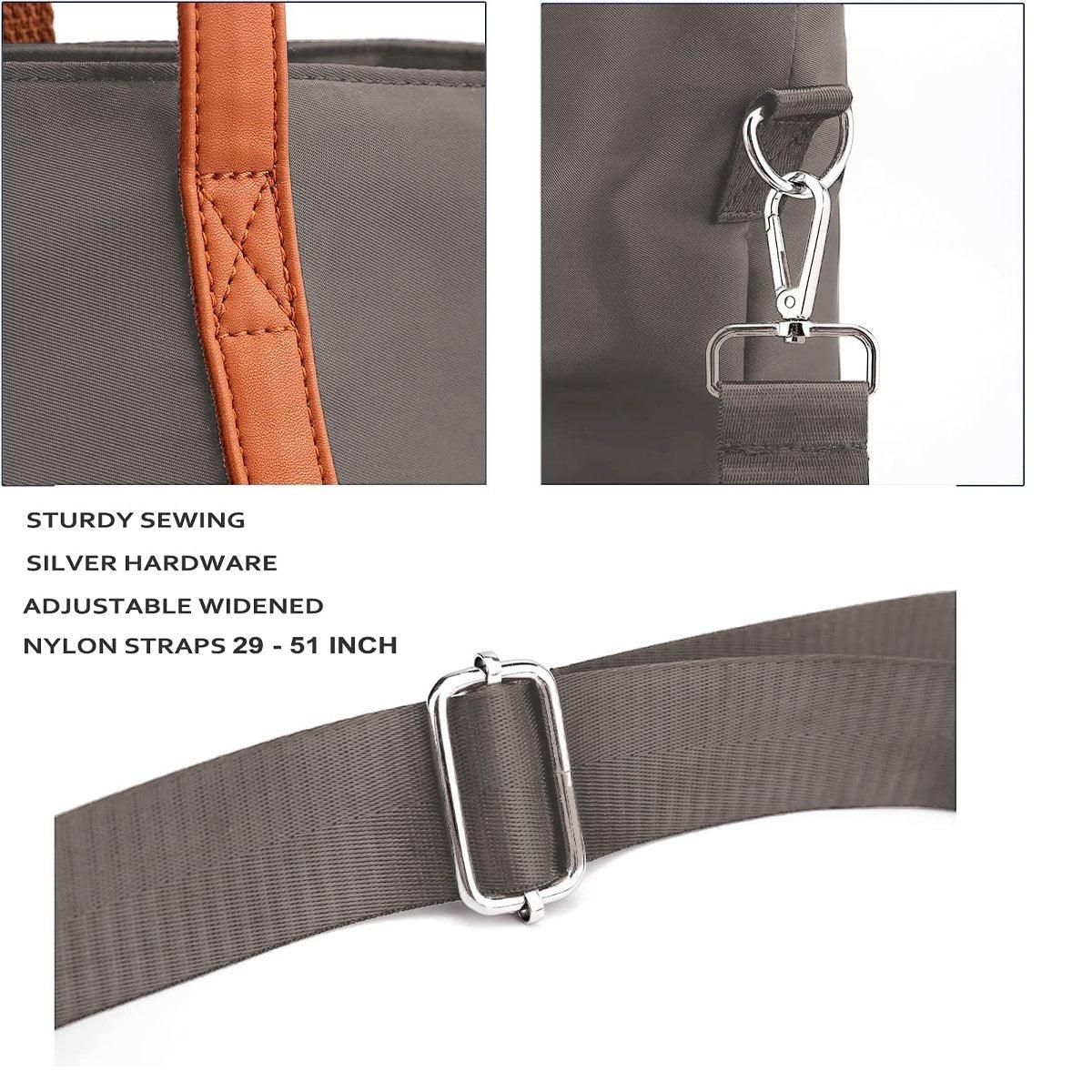 Fashion Nylon Shoulder Bag Large Capacity Tote Handbag Travel Purse for Women V528-SHOULDER-BAG-GREY-474644