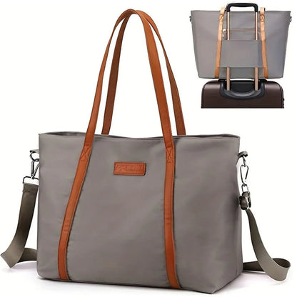 Fashion Nylon Shoulder Bag Large Capacity Tote Handbag Travel Purse for Women V528-SHOULDER-BAG-GREY-474644