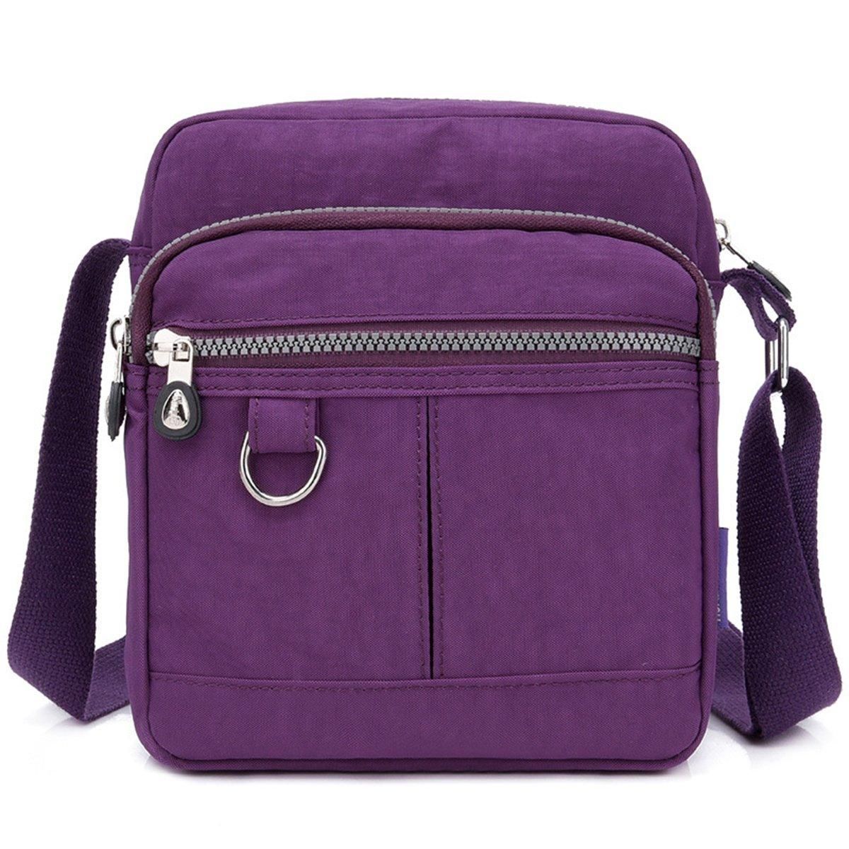 Ladies Shoulder Bag Nylon Fabric Lightweight Crossbody Small Casual Handbag - Purple V528-SHOULDER-BAG-PURPLE-683352