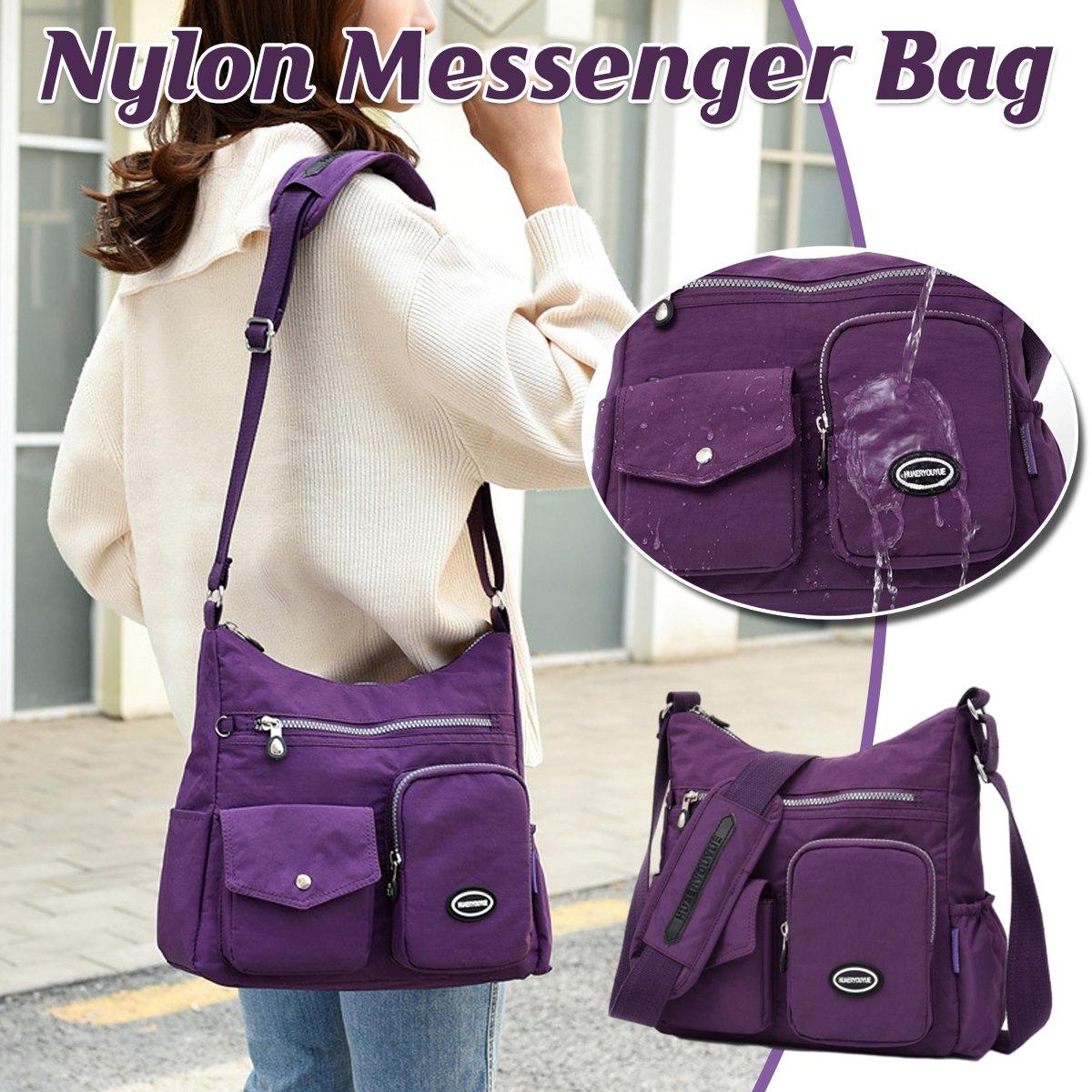 Purple Shoulder Bag Nylon Fabric Crossbody Travel Bag for Women Casual Use V528-SHOULDER-BAG-PURPLE-691669
