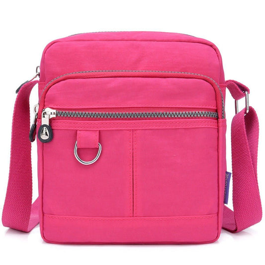 Ladies Shoulder Bag Nylon Fabric Lightweight Crossbody Small Casual Handbag - Rose Red V528-SHOULDER-BAG-ROSE-RED-675258