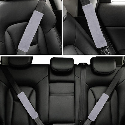 Winter Plush Shoulder Strap Cover Neck Cushion Pad for Comfortable Car Travel 2PCS - Black V528-SHOULDER-PAD-BLACK-2PCS-104993