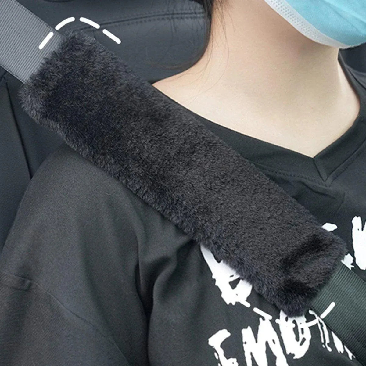 Winter Plush Shoulder Strap Cover Neck Cushion Pad for Comfortable Car Travel 2PCS - Milk Tea V528-SHOULDER-PAD-MILK-TEA-2PCS-738946