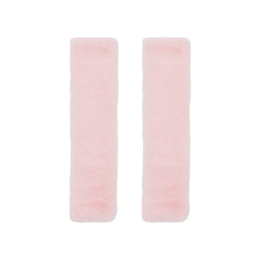 Winter Plush Shoulder Strap Cover Neck Cushion Pad for Comfortable Car Travel 2PCS - Pink V528-SHOULDER-PAD-PINK-2PCS-866284