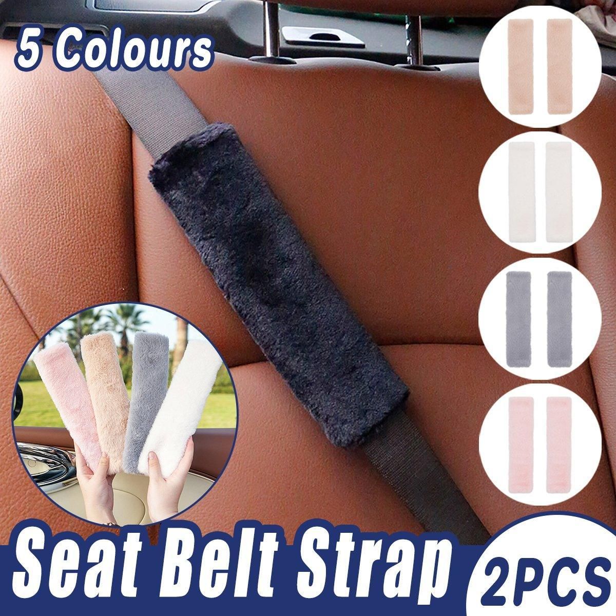 Winter Plush Shoulder Strap Cover Neck Cushion Pad for Comfortable Car Travel 2PCS - Pink V528-SHOULDER-PAD-PINK-2PCS-866284
