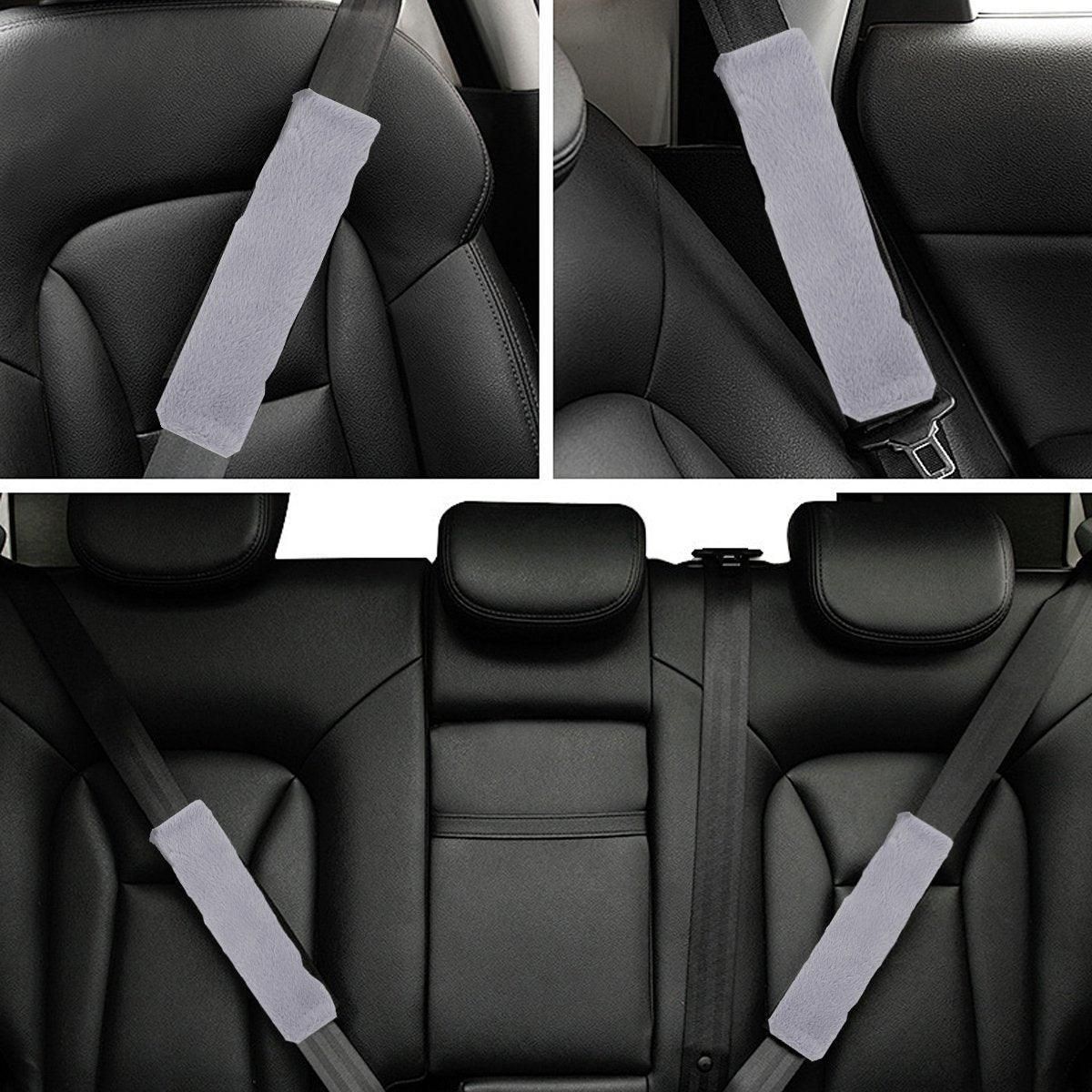 Winter Plush Shoulder Strap Cover Neck Cushion Pad for Comfortable Car Travel 2PCS - Pink V528-SHOULDER-PAD-PINK-2PCS-866284