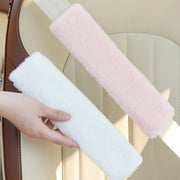 Winter Plush Shoulder Strap Cover Neck Cushion Pad for Comfortable Car Travel 2PCS - White V528-SHOULDER-PAD-WHITE-2PCS-344003