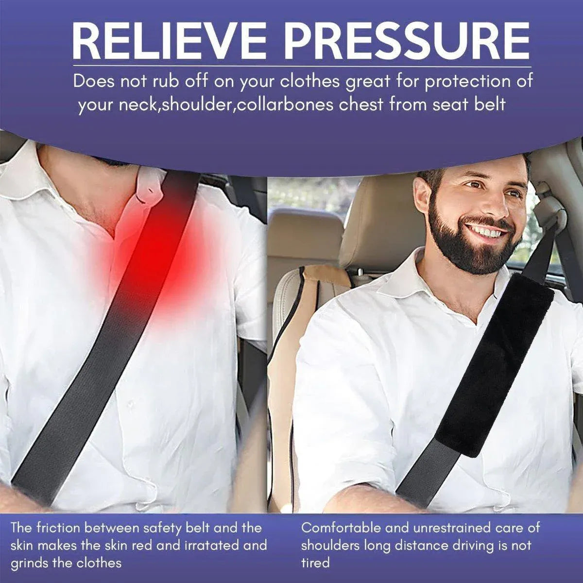 Winter Plush Shoulder Strap Cover Neck Cushion Pad for Comfortable Car Travel 2PCS - White V528-SHOULDER-PAD-WHITE-2PCS-344003