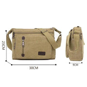 Retro Canvas Messenger Shoulder Bag for Men Travel Crossbody Satchel with Zippers - Coffee V528-SHOULDERBAG-BROWN-863869