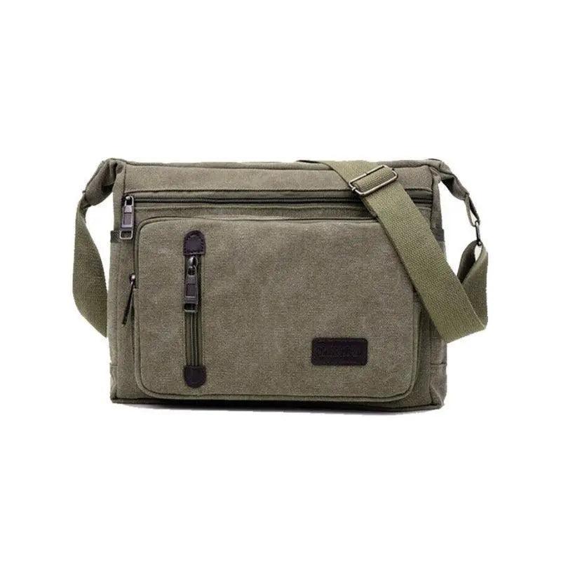 Retro Canvas Messenger Shoulder Bag for Men Travel Crossbody Satchel with Zippers - Coffee V528-SHOULDERBAG-BROWN-863869
