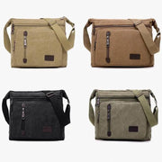 Retro Canvas Messenger Shoulder Bag for Men Travel Crossbody Satchel with Zippers - Khaki V528-SHOULDERBAG-KHAKI-767726