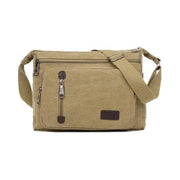 Retro Canvas Messenger Shoulder Bag for Men Travel Crossbody Satchel with Zippers - Khaki V528-SHOULDERBAG-KHAKI-767726