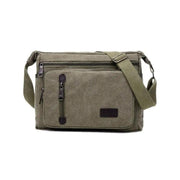 Retro Canvas Messenger Shoulder Bag for Men Travel Crossbody Satchel with Zippers - Khaki V528-SHOULDERBAG-KHAKI-767726