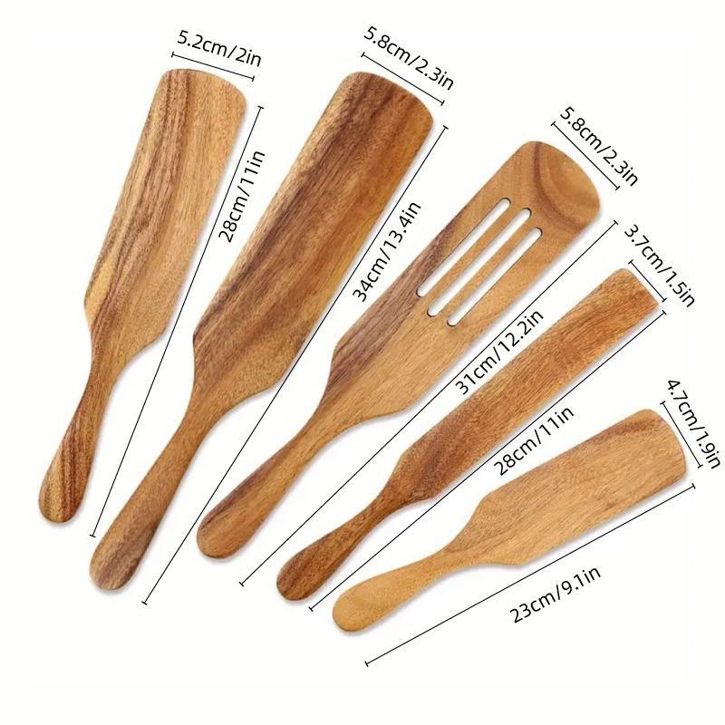 5pcs Wooden Spatula Set Kitchen Cooking Utensils Wooden Spatula for Cooking V528-SHOVEL-5PCS-124768