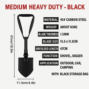 Folding Survival Shovel Outdoor Camping Emergency Tool For Hiking Fishing Rescue Gear V528-SHOVEL-BLACK-238945