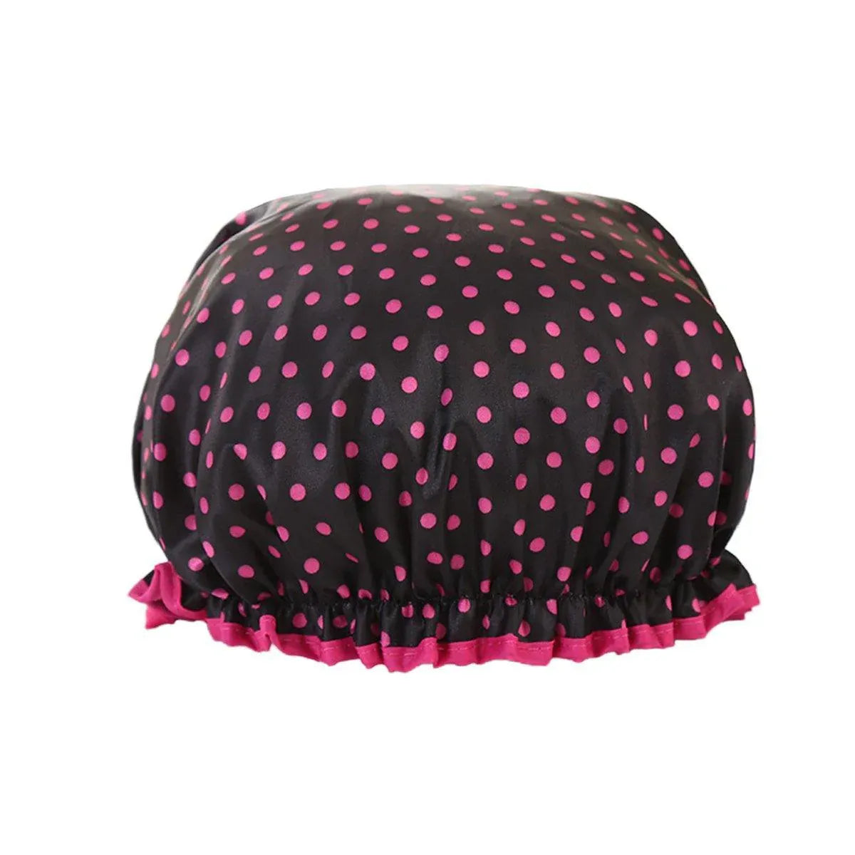 Woman Shower Cap Reusable Long Hair Large Turban Bathroom Waterproof Hair Cap - Black Background V528-SHOWER-CAP-BLACK-BACKGROUND-812215