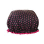 Woman Shower Cap Reusable Long Hair Large Turban Bathroom Waterproof Hair Cap - Black Background V528-SHOWER-CAP-BLACK-BACKGROUND-812215