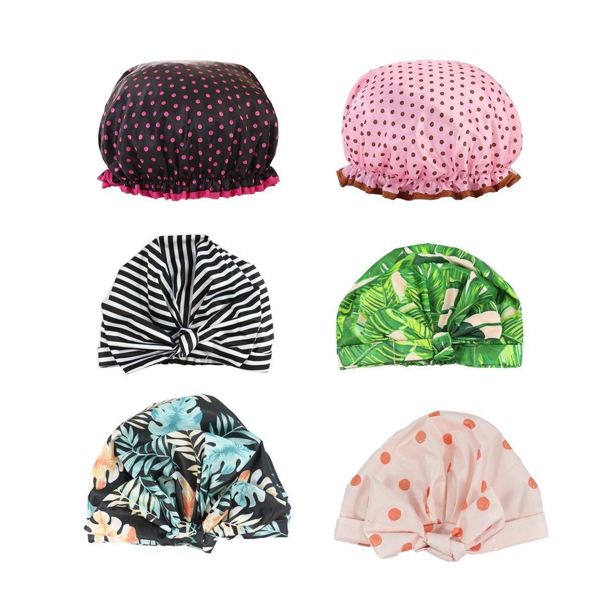 Woman Shower Cap Reusable Long Hair Large Turban Bathroom Waterproof Hair Cap - Coconut Tree V528-SHOWER-CAP-COCONUT-TREE-241966